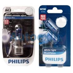 Paket Philips BlueVision H6 M5 35W 4000K BA20d dan Blue Vision White Light T10 W5W - Lampu Motor VespaPX Thunder Lama Kymco