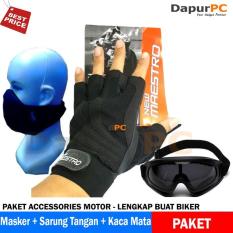 PAKET SARUNG TANGAN + MASKER + KACA MATA GOGGLE BUAT BIKER