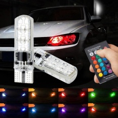 PAlight 2 Pcs T10 5050 SMD 6 LED RGB mobil lampu Remote Controll