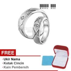 Papedaku - Cincin Exclusive dengan USA Diamond untuk Pernikahan / Perkawinan / Pertunangan (Gratis Ukir Nama + Kotak Cincin + Kain Pembersih) - Model 802