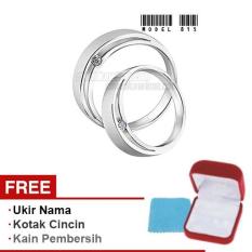 Papedaku - Cincin Exclusive dengan USA Diamond untuk Pernikahan / Perkawinan / Pertunangan (Gratis Ukir Nama + Kotak Cincin + Kain Pembersih) - Model 815
