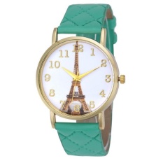 Paris Menara Eiffel Wanita Kulit Imitasi Kuarsa Analog Jam Tangan MG-Intl
