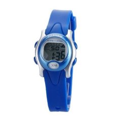 Pasnew PSE-243 Tahan Air Piyama Cowok Cewek LED Digital Olahraga Jam Tangan dengan Tanggal/Minggu/Alarm/Stopwatch (Biru)