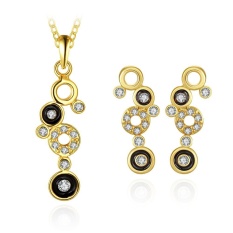 Pearl Perhiasan Set Blackhorse Online Women Pesta Trendi Tin Alloy Kalung/Anting Anting Kalung Round Rose Berlapis Emas-Internasional
