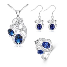 Pearl Perhiasan Set Blackhorse Online Zircon Women Romantis Pesta Earrings Cincin Kalung Tembaga Bridal Perhiasan Set Emas Disepuh Tanaman-Intl