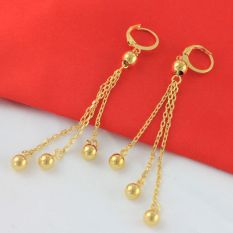 Kacang Polong Rumbai Miniatur Emas Bola Giok Anting