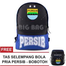 Tas Ransel Bola Pria Persib Bandung Tas Laptop Backpack - Blue + FREE Tas Selempang Bola Pria Persib - Bobotoh - Black Tas Pria Tas Bola Tas Messenger Tas Slempang Crossbody Man Tas Fashion Pria