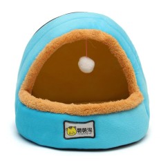 Hewan Peliharaan Kucing Anjing Sarang Tempat Tidur Rumah Hangat Lembut Sleeping Mat Cushion Toy Bola Biru Kecil-Intl