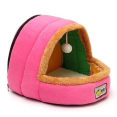 Hewan Peliharaan Kucing Anjing Sarang Tempat Tidur Rumah Hangat Lembut Sleeping Mat Cushion Bola Mainan Pink
