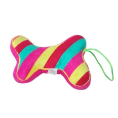 Hewan Peliharaan Kucing Anjing Toy Bone Boneka (pelangi Stripes)-Intl