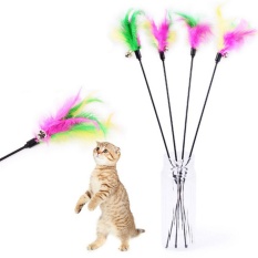 Pet Cat Toy Cute Desain Burung Bulu Teaser Wand Mainan Plastik With Bell For Kucing Berwarna-warni Panjang Keseluruhan”: Perkiraan. 65 Cm/25 Inch-Intl