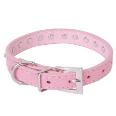 Anjing Peliharaan Kucing Kristal Berlian Imitasi Kulit Sapi Kerah Leher Ukuran XS Pink-Intl