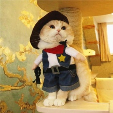 PET anjing kucing Halloween kostum lucu lucu berdandan Perapi Natal Pesta pakaian koboi M