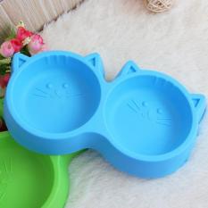 Pet Produk Plastik Cat Wajah PET Bowl Perlindungan Lingkungan Kamar Bebas Racun Makanan Anjing Double Bowl Tableware PET FeedingTool- INTL