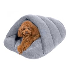 Hewan Peliharaan Lembut Tempat Tidur Hangat House Puppy Dog Fleece Crate Cozy Nest Cat Kucing Gua Winter Sleeping Bag Velvet Selimut Bed Mat Pad English. PET Cushion, For Kecil Anjing Kucing (Abu-abu, M)-Intl
