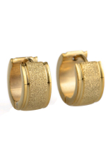 Phoenix B2C 1 Pair Pria Wanita Titanium Steel Dull Bahasa Polandia Hoop Huggie Anting-Anting Giwang Telinga (Emas)