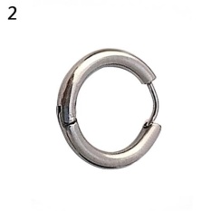 Phoenix B2C 1 PC 16/21/23mm Gothic Punk Sederhana Titanium Steel Hoop Anting Tindik Anting-Anting 21 MM (Silver) -Intl