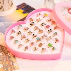 Phoenix B2C 2 PCS Anak Anak-anak Gadis Adjustable Cute Pola Cincin Perhiasan Hadiah Pesta-Intl