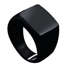 Phoenix B2C Fashion Pria Stainless Steel Punk Cincin Pernikahan Persegi Polos Perhiasan U.S. 8 (Hitam)