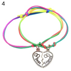 Phoenix B2C Fashion Wanita Gadis Huruf Diukir Jantung BFF Sahabat Gelang Pasangan Hadiah (#4)-Intl