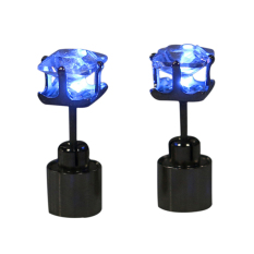 Phoenix B2C LED Light Telinga STUDS Square Anting untuk Dance Natal Halloween Party (Biru)