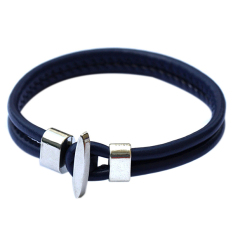 Phoenix B2C Pria Wanita Pesona Imitasi Bungkus Kulit Gelang Punk Gesper Alloy Gelang Manset Gelang (Biru Tua)