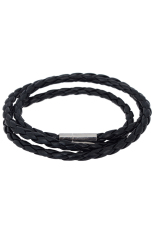 Phoenix B2C Pria Wanita Faux Leather Interlaced Manset Bangle Gelang Gelang (Hitam)
