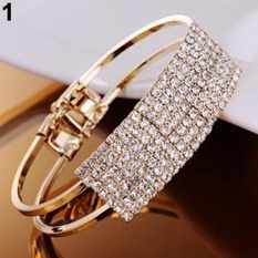 Phoenix B2C New Fashion Elegant Wanita Bangle Gelang Gelang Crystal Cuff Bling Lady Hadiah (GOLDEN)-Intl