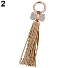 Phoenix B2C Wanita Bow Jaket Kulit Faux Mobil Keychain Lovers Key Ring Bag Rantai 18 Cm (Emas) -Intl