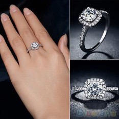 Phoenix B2C Wanita Berjaga-jaga 9 K Putih Zirkonia Lapis Emas Pertunangan Rhinestone Perhiasan Pernikahan 7-Intl
