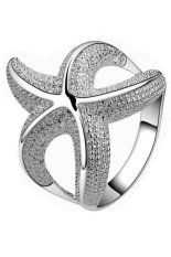 Phoenix B2C Wanita Girl's Delicate Perhiasan Hadiah Tembaga Berlapis Perak Cincin Bintang Laut