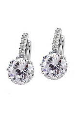 Phoenix B2C Wanita Perhiasan Hadiah 9 K Emas Besar Berlapis Zirkon Berlian Imitasi Huggie Anting (Clear)