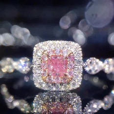 Warna Merah Muda Mikro Bertatahkan Kubik Zircon Cincin Square Pernikahan Rings untuk Wanita Putih Emas Warna Putri Janji Cincin U.S. Ukuran 5-10-Intl