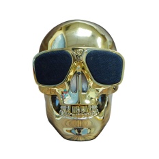 Plastik Skull Metallic Nirkabel Bentuk Bluetooth Speaker Subwoofer Mobile Speaker-Intl