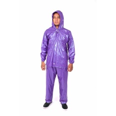 Plevia Jas Hujan Jaket Celana POP Tipe 810 Motif Polkadot - Biru Tua