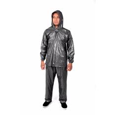 Plevia Jas Hujan Jaket Celana POP Tipe 810 Motif Polkadot - Hitam