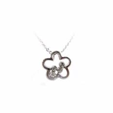 Pokiegold Kalung Flower Platinum With Crystal Swarovski Elements And Silver Sterling - Silver