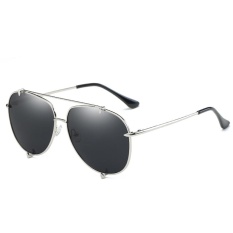 Polarized Sunglasses Fashion Ocean Lens Men & Women Fashion Tombs Retro Sunglasses WD0907-03(Silver frame full gray) - intl