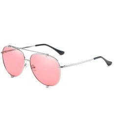 Polarized Sunglasses Fashion Ocean Lens Men & Women Fashion Tombs Retro Sunglasses WD0907-04(Silver frame pink sheet) - intl
