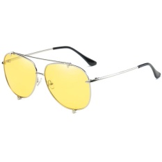 Polarized Sunglasses Fashion Ocean Lens Men & Women Fashion Tombs Retro Sunglasses WD0907-06(Silver box yellow film) - intl