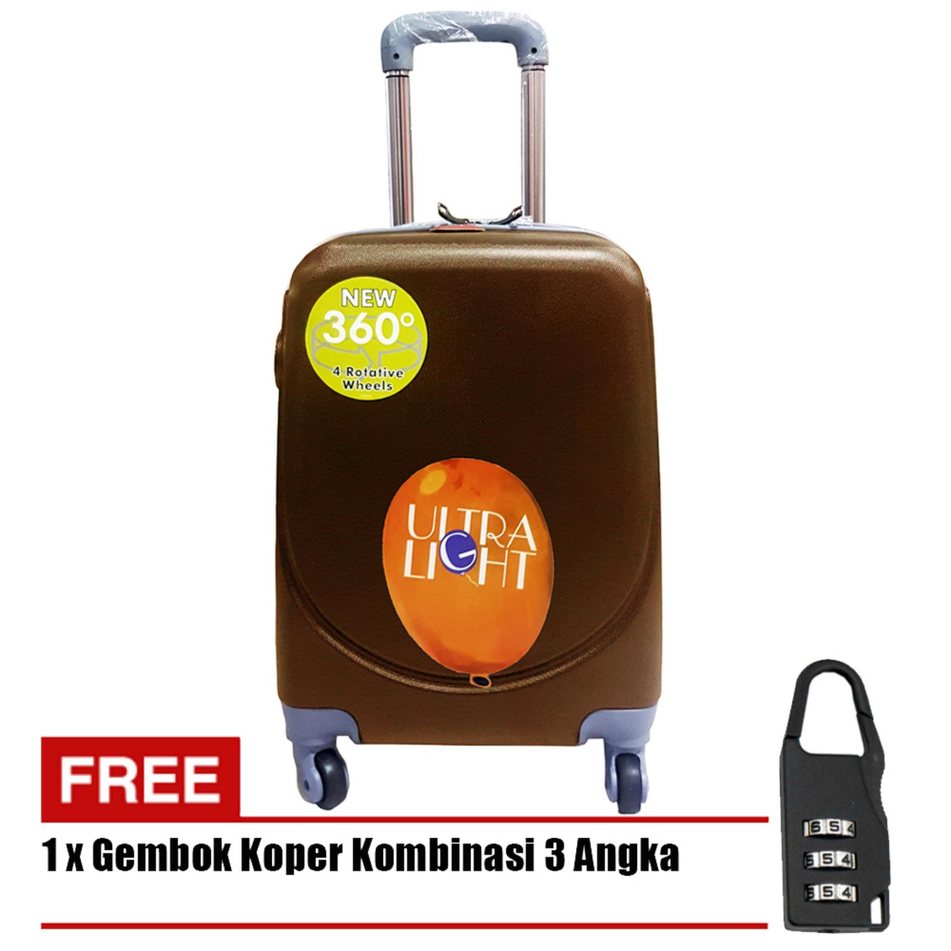 Polo Hoby Koper Hardcase Luggage 24 Inchi 705-24 Anti Theft - Coffee + Free Padlock Suitcase