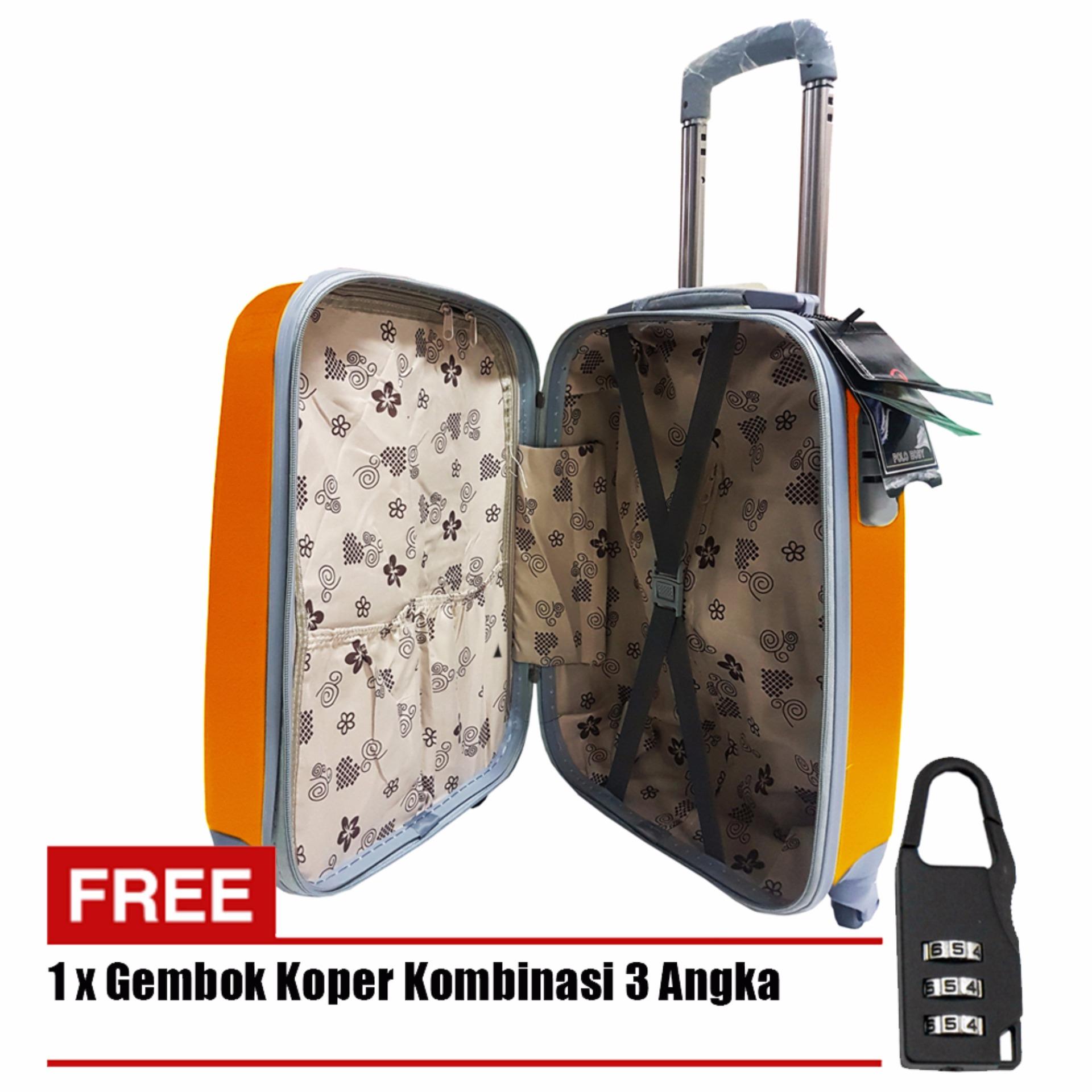 Polo Hoby Koper Hardcase Luggage 24 Inchi 705-24 Anti Theft - Orange + Free Padlock Suitcase