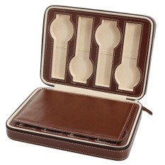 Portable 2/8 Grids Perjalanan Watch Box PU Leather Storage Zipper Case Organizer-Intl