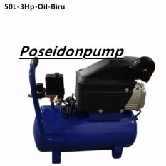 MAXPUMP Poseidon Mesin Kompresor angin Listrik Silent - Tidak Berisik & Awet Air Compressor Oil 50L 3Hp High Pressure - Biru