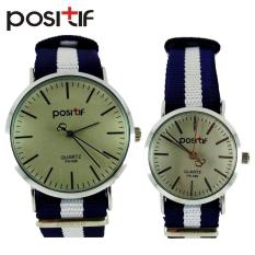 POSITIF Cornella Putih Biru - Jam Tangan Couple - Tali Kanvas - PS-096 / Mini PS-096 Cornella Putih Biru + Free Box Jam Tangan
