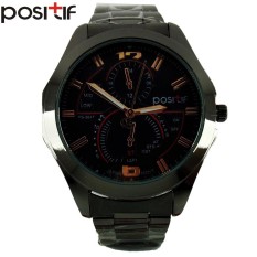 POSITIF Ecija Hitam - Jam Tangan Pria - Rantai Alloy - PS-3647 Ecija Black + Free Box Jam Tangan