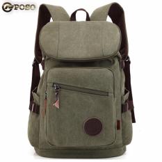 POSO PS-206 - Vintage Retro Unisex Canvas Leisure College Backpack with Large Capacity - Hijau