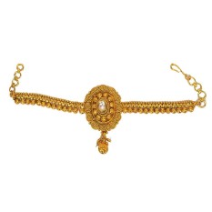 Pourni Traditional Golden Antique Finish Armlet Bajuband For Women - intl