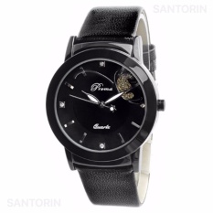 PREMA Jam Tangan Analog Wanita Strap Kulit Sintetis Women Leather Fashion Wrist Watch - Black