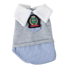 Preppy Style Pet Dog Cat Puppy Hoodie Coat Warm Costume School Uniform(Grey) - intl